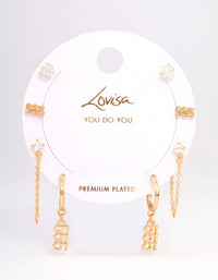 Gold Plated 555 Angel Number Earring Pack - link has visual effect only