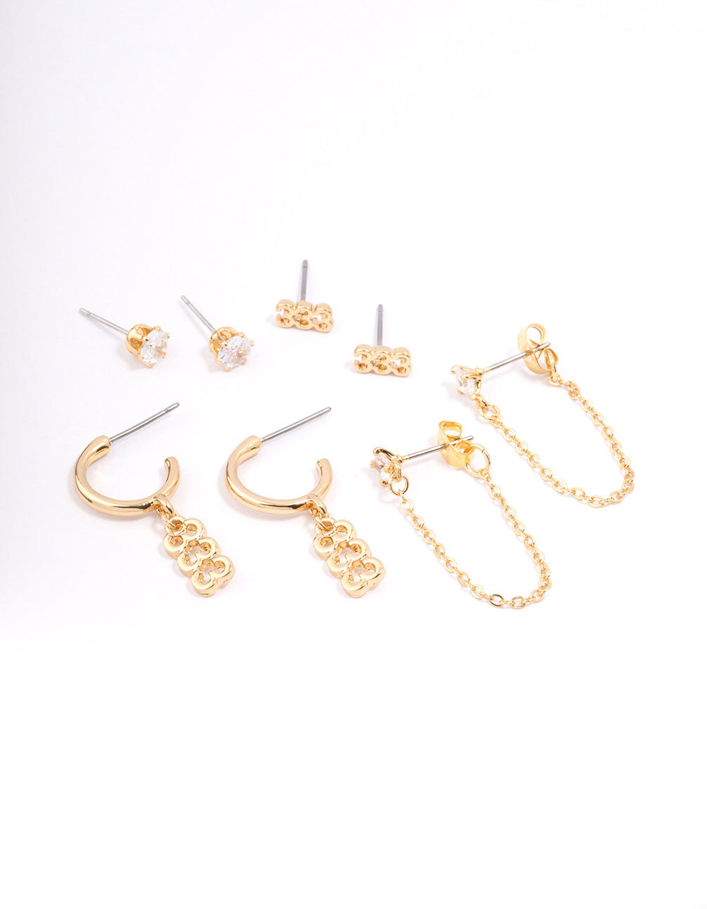 Gold Plated 333 Angel Number Earring Pack