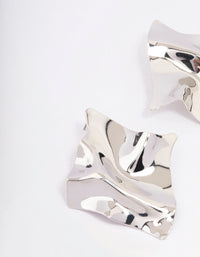 Silver Textured Disc Statement Stud Earrings - link has visual effect only