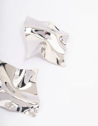 Silver Textured Disc Statement Stud Earrings - link has visual effect only