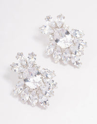 Silver Cubic Zirconia Pear Diamante Stud Earrings - link has visual effect only