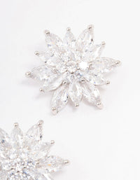 Silver Cubic Zirconia Flower Stud Earrings - link has visual effect only