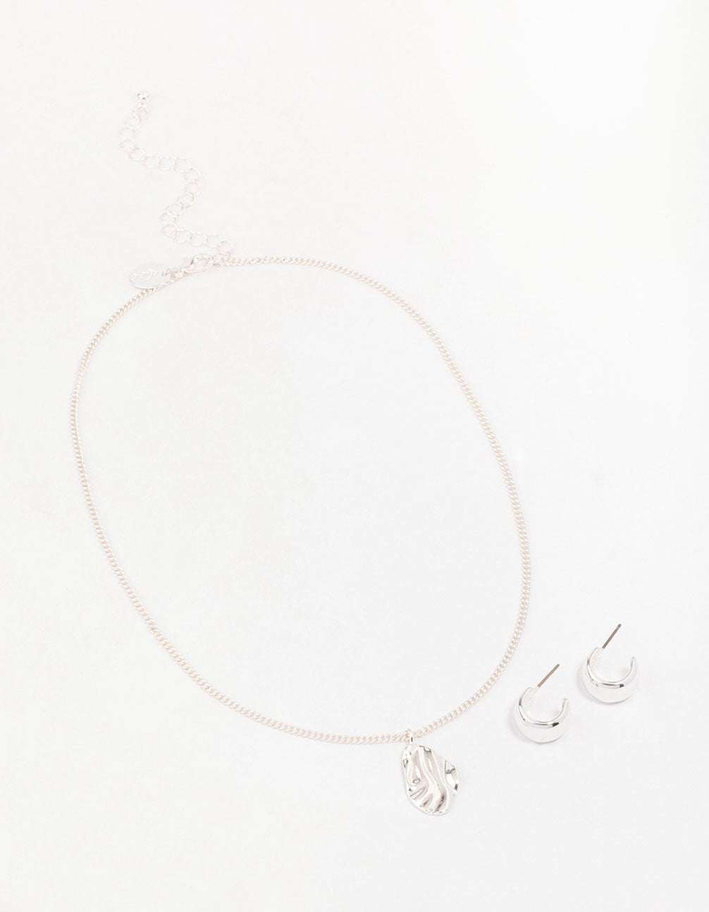 Silver Molten Plate Jewellery Set