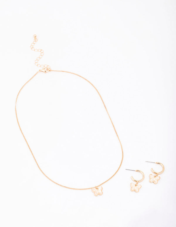Gold Butterfly Jewellery Set