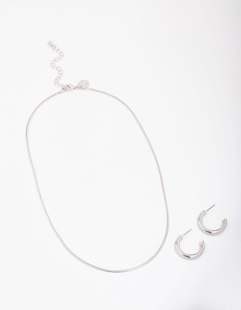 Silver Snake Chain Earrings & Necklace Jewellery Set
