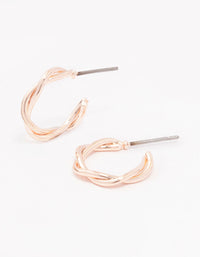 Rose Gold Soft Twisted Huggie Earrings - link has visual effect only