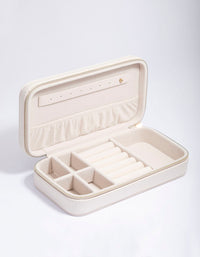 Cream Faux Leather Rectangle Jewellery Box - link has visual effect only