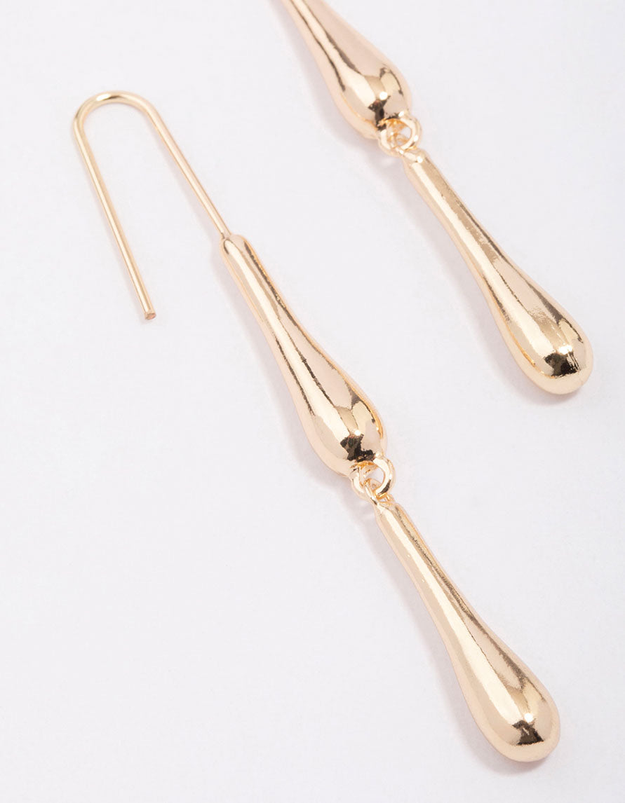 Gold Dripping Metal Drop Earrings
