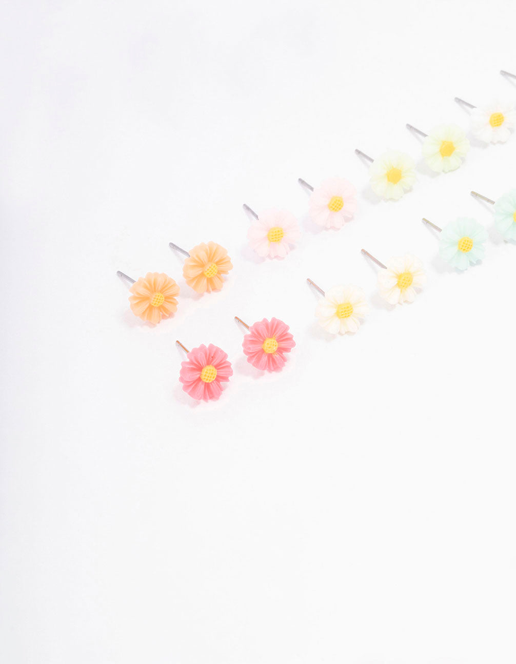 Silver Sunflower Stud Earring 8-Pack