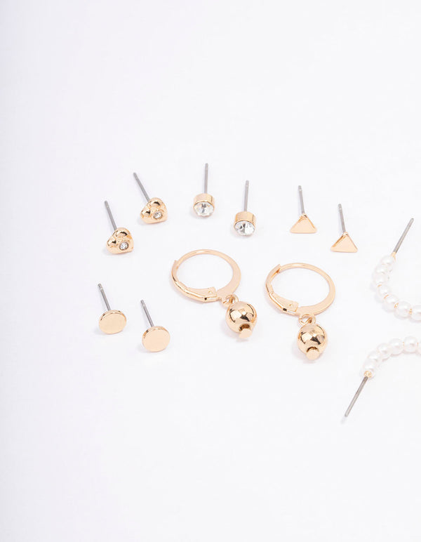 Gold Flower & Heart Earring 12-Pack