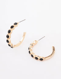 Gold Encased Round Stone Hoop Earrings - link has visual effect only