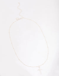 Silver Classic Cross Ball Chain Necklace - link has visual effect only