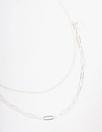 Silver Curb & Cable Layered Necklace - link has visual effect only