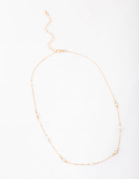 Gold Pearl & Round Diamante Necklace - link has visual effect only