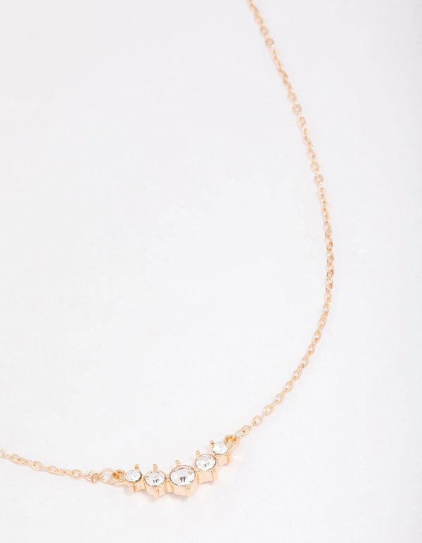 Gold Graduating Diamante Layered Chain Necklace