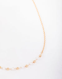 Gold Pearl & Bead Chain Short Necklace - link has visual effect only
