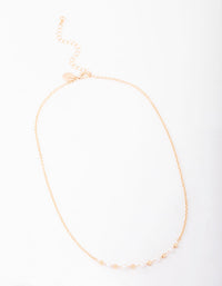 Gold Pearl & Bead Chain Short Necklace - link has visual effect only