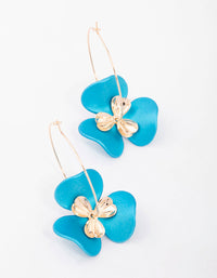 Teal Wire Flower Drop Earrings - link has visual effect only