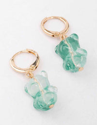 Gold & Green Gummy Bear Huggie Earrings - link has visual effect only