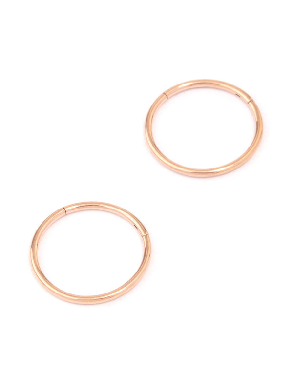 Rose Gold Plated Titanium Fine Sleeper Earrings 10mm
