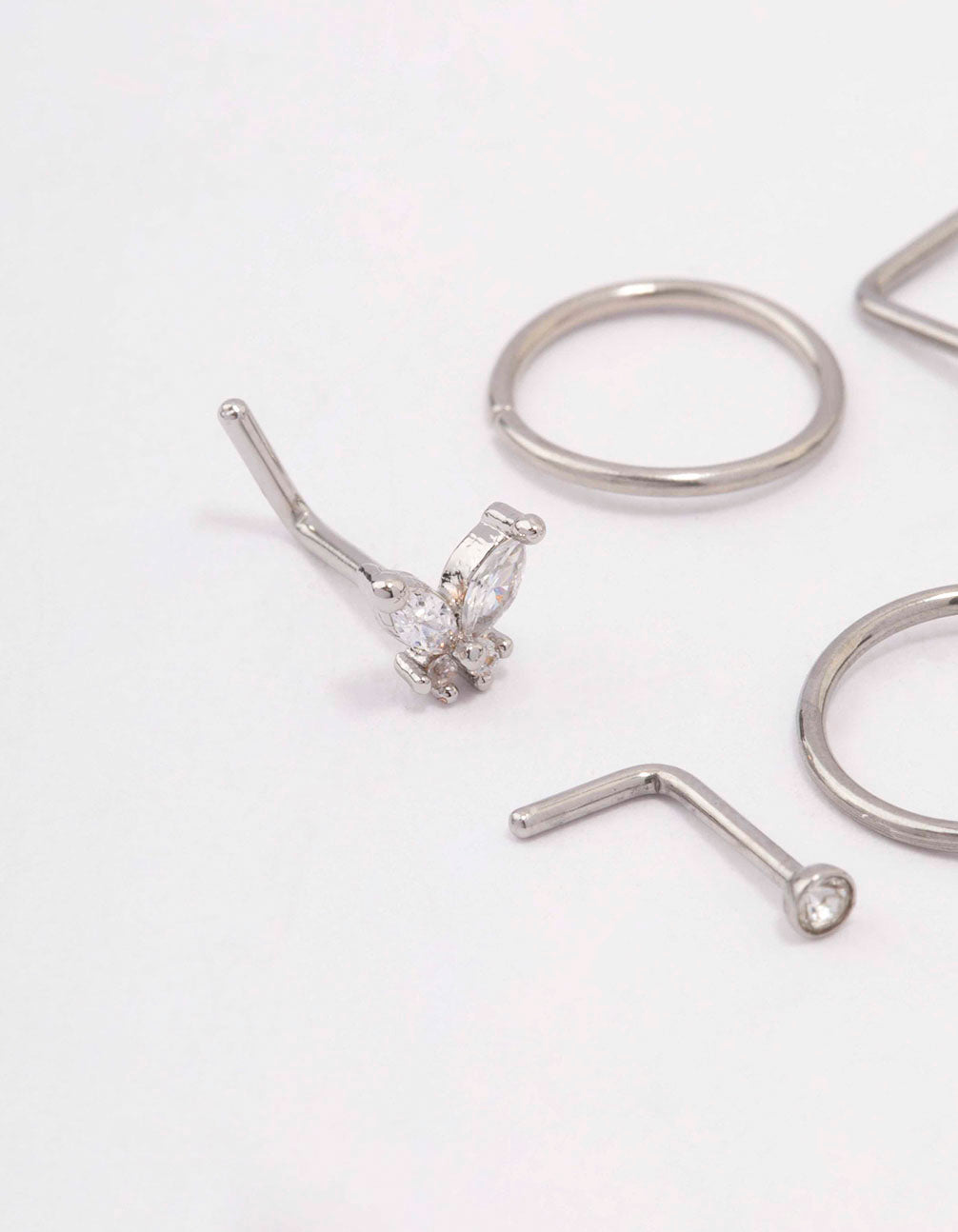 Surgical Steel Butterfly & Flower Nose Piercing 6-Pack