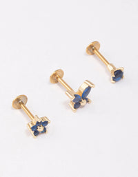 Gold Plated Surgical Steel Butterfly & Flower Flat Back 3-Pack - link has visual effect only