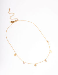 Waterproof Gold Plated Stainless Steel Diamante & Heart Necklace - link has visual effect only