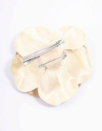 Silver Large Metallic Corsage Flower Hair Claw Clip - link has visual effect only