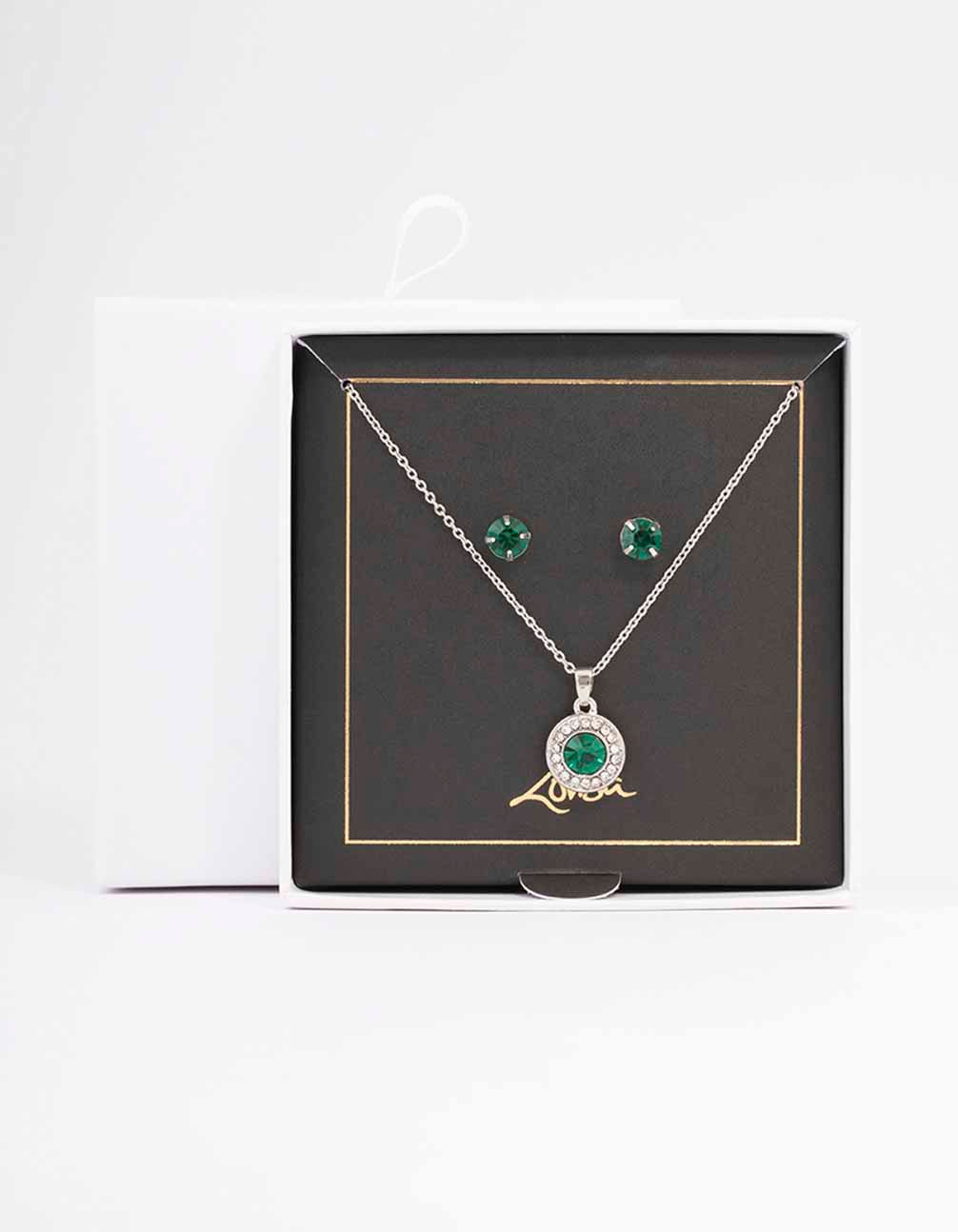 Silver Diamante Halo Jewellery Set