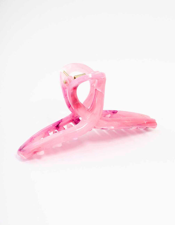 Pink Acrylic Large Twisted Hair Claw Clip