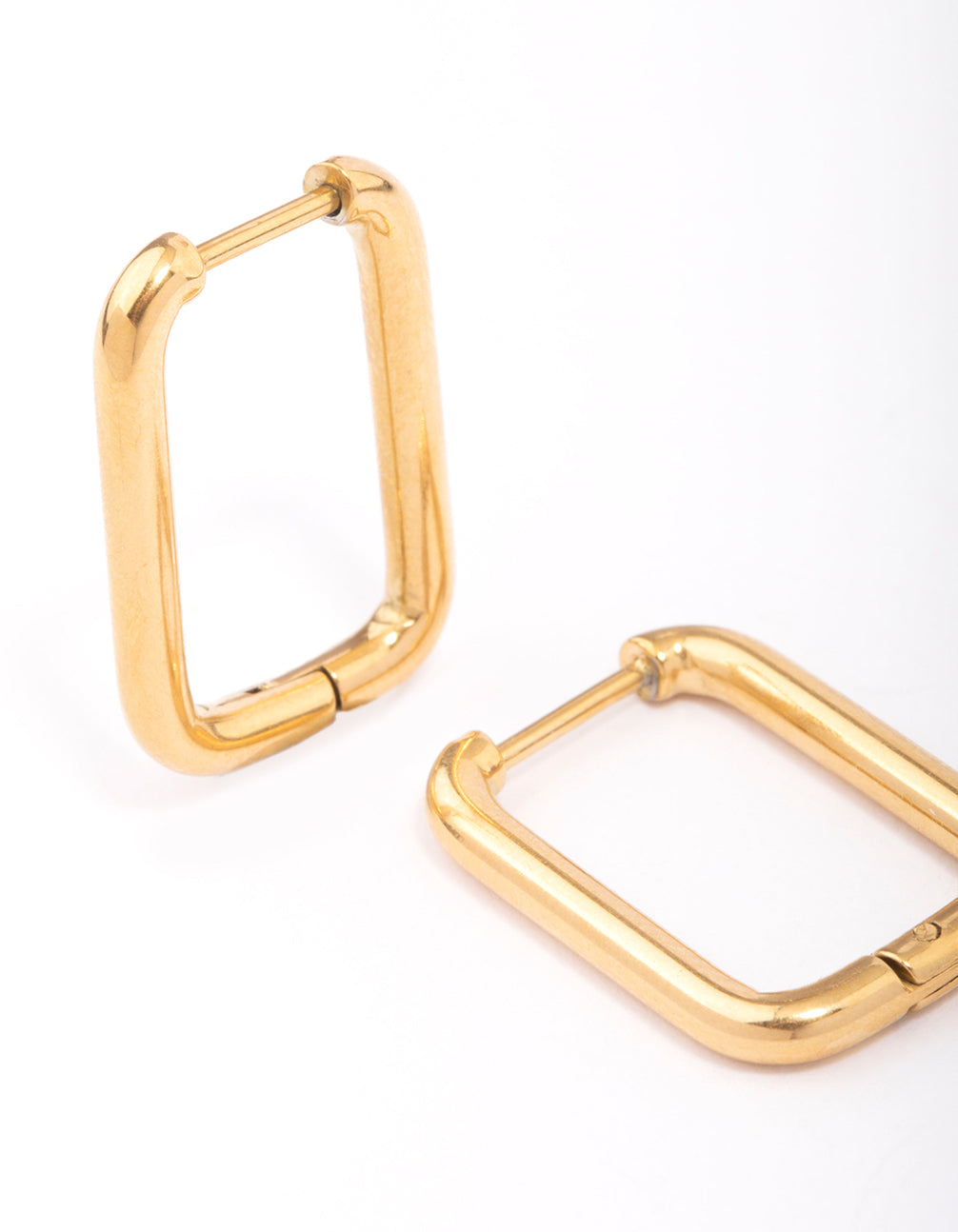 Waterproof Gold Plated Stainless Steel Small Rectangular Hoop Earrings