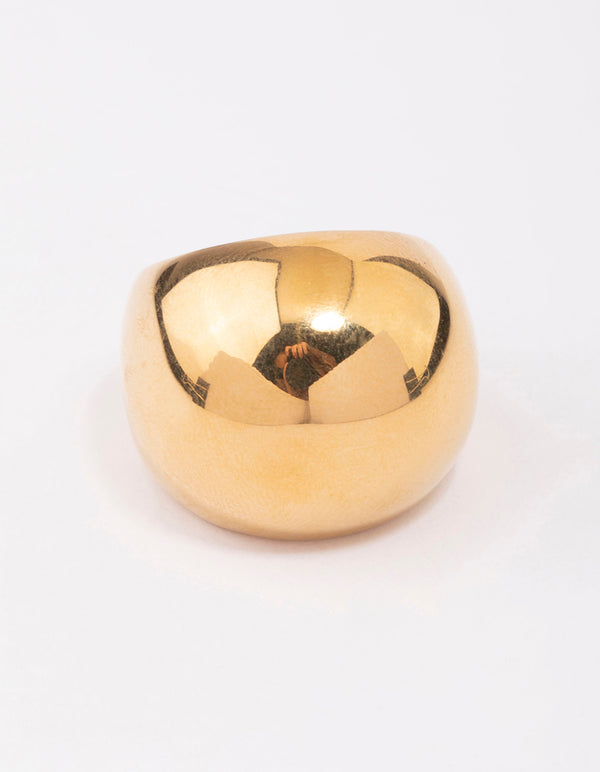 Waterproof Gold Plated Stainless Steel Large Bubble Ring