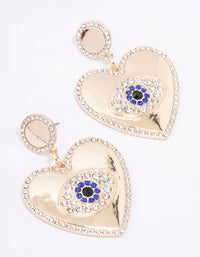 Gold Heart Diamante Eye Drop Earrings - link has visual effect only