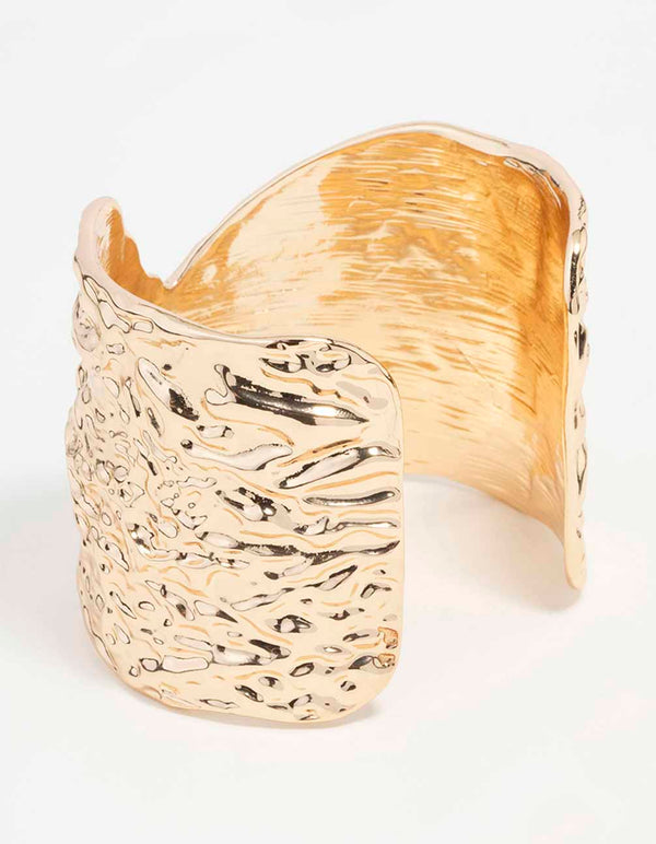 Gold Textured Multi Wrist Cuff