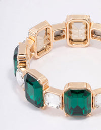 Gold Hexagon Emerald Stone Stretch Bracelet - link has visual effect only