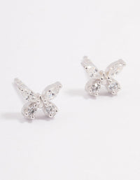 Platinum Sterling Butterfly Cubic Zirconia Stud Earrings - link has visual effect only