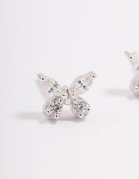 Platinum Sterling Butterfly Cubic Zirconia Stud Earrings - link has visual effect only