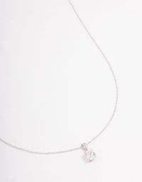 Sterling Silver Solitaire Cubic Zirconia Pendant Necklace - link has visual effect only
