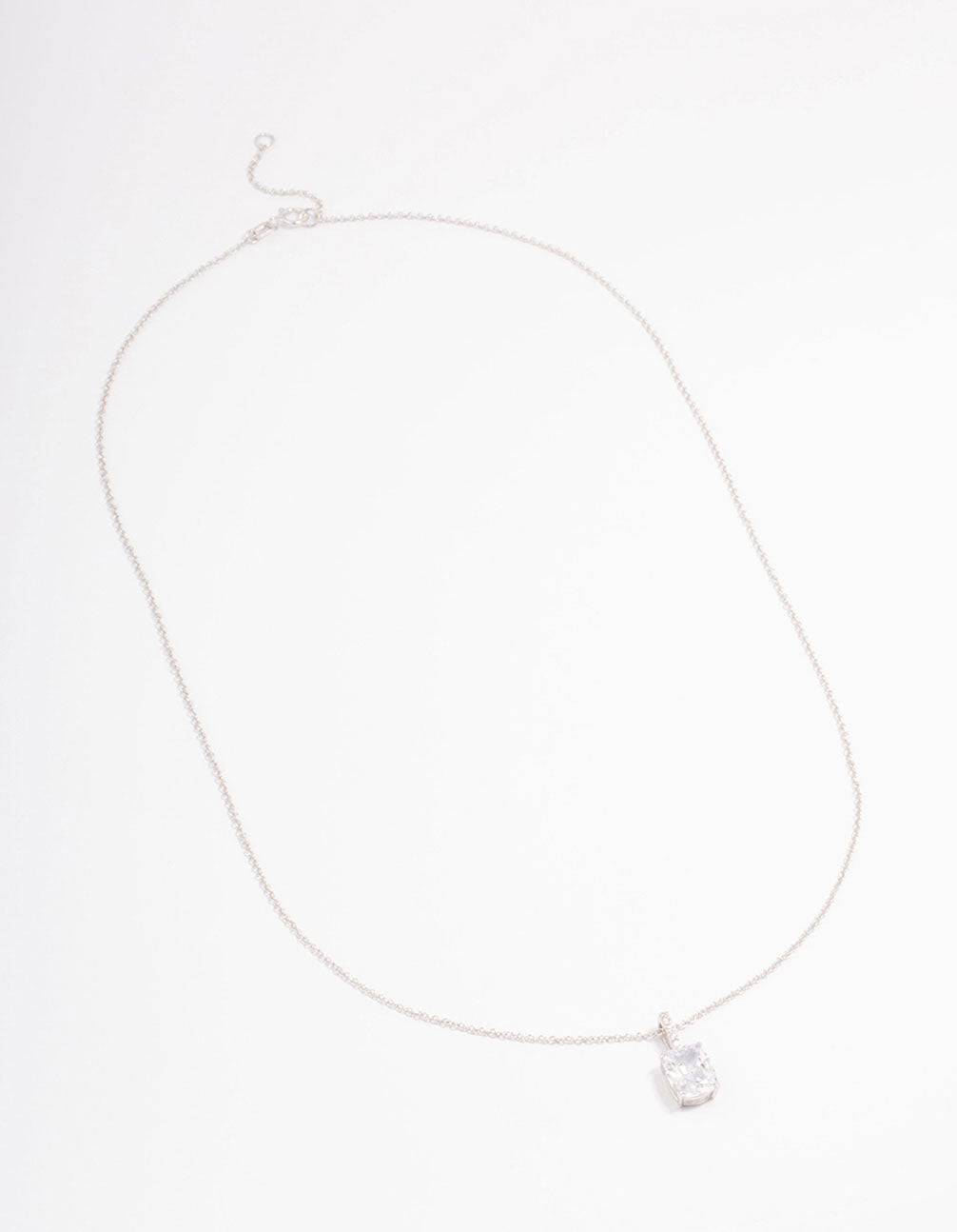 Platinum Sterling Silver Cushion Cut Cubic Zirconia Pendant Necklace