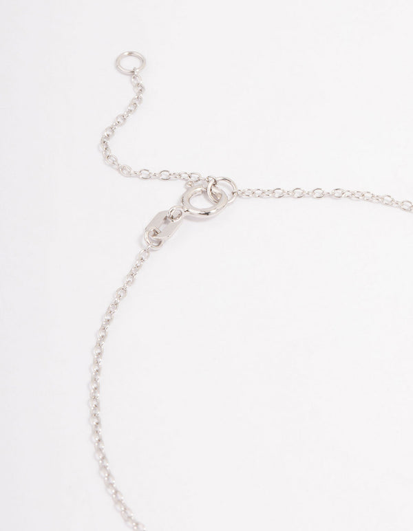 Platinum Sterling Silver Cubic Zirconia Heart Link Bracelet