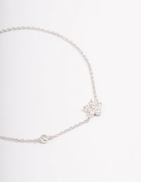 Platinum Sterling Silver Cubic Zirconia Flower Bracelet - link has visual effect only