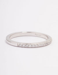 Platinum Sterling Silver Cubic Zirconia Pave Ring - link has visual effect only