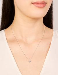 Sterling Silver Cubic Zirconia Cross Pendant Necklace - link has visual effect only