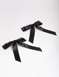 Black Fabric Medium Double Loop Hair Bow Clip Pack - link has visual effect only