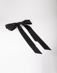 Black Fabric Oversized Ribbon Hair Bow Clip - link has visual effect only