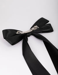 Black Fabric Oversized Ribbon Hair Bow Clip - link has visual effect only