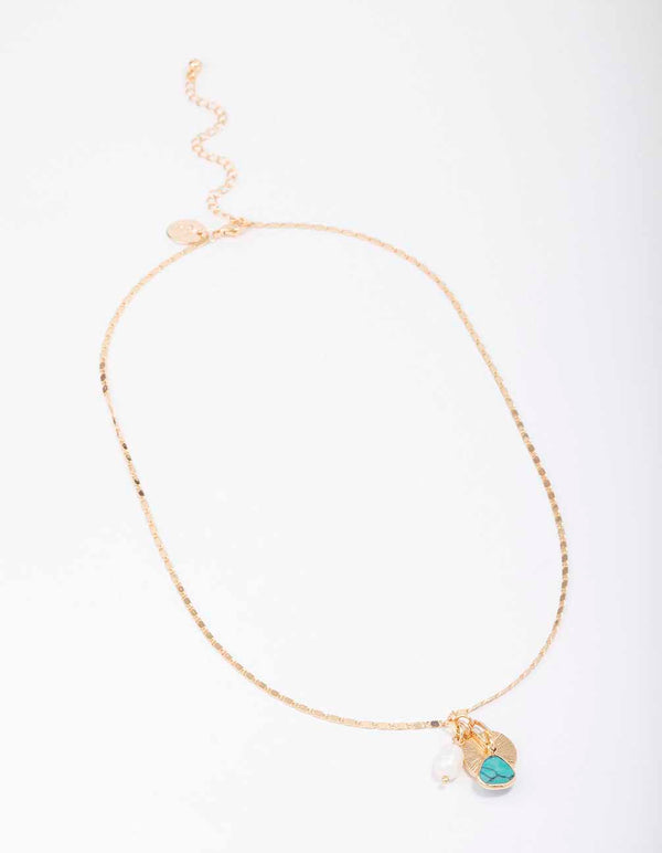 Gold Coin Freshwater Pearl Coin Necklace