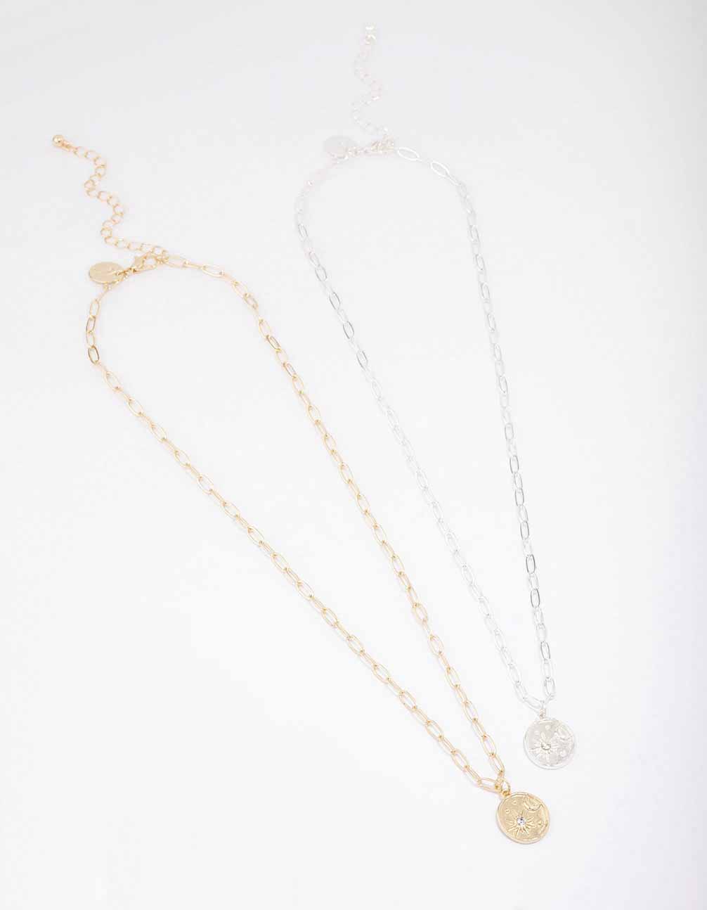 Mixed Metal Celestial Coin Necklace Pack