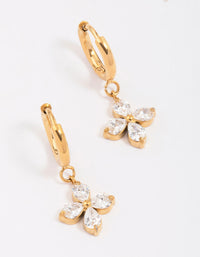 Gold Plated Surgical Steel Flower Huggie Hoop Earrings - link has visual effect only