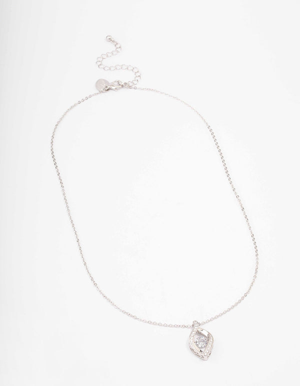 Silver Pave Twisted Twinkle Pendant Necklace